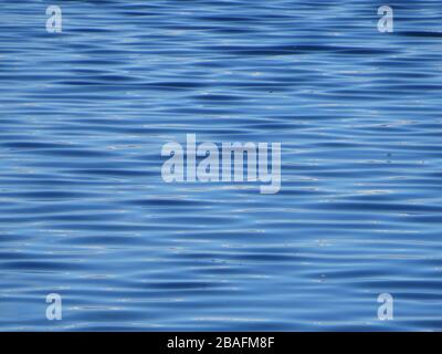 Trama modello o struttura sfondo di acqua chiara lago primo piano con piccole onde e riflessi di luce, in blu di mezzanotte / blu marino , Islanda Foto Stock