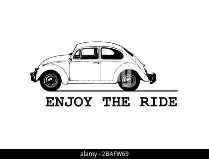 Goditi l'illustrazione isolata in bianco e nero del concetto tipografico di guida Foto Stock