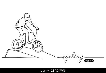 Freestyle BMX cycling Vector sketch, doodle Illustrazione Vettoriale