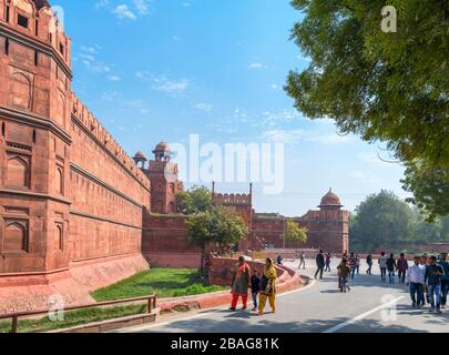 Mura del Forte Rosso, Delhi, India Foto Stock