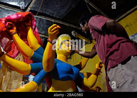 kumartuli argilla idolo makers cielo Foto Stock