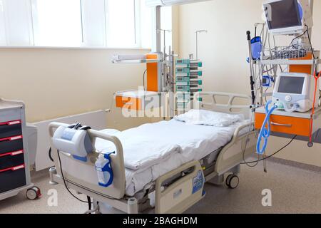 Shot di una sala ospedaliera vuota Foto Stock
