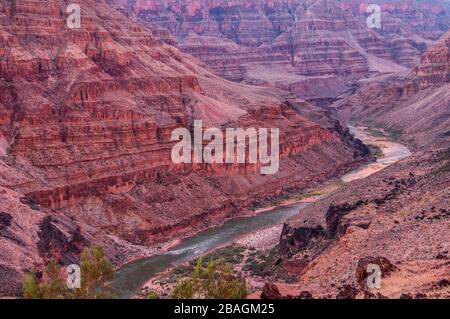 Il fiume Colorado a Whitmore Canyon Overlook, Grand Canyon-Parashant monumento nazionale, Arizona Strip, Arizona. Foto Stock