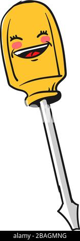 Cacciavite giallo, illustrazione, vettore su sfondo bianco Illustrazione Vettoriale