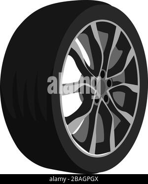 Pneumatico per auto, illustrazione, vettore su sfondo bianco Illustrazione Vettoriale