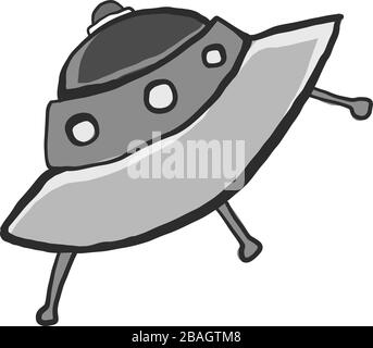 UFO grigio, illustrazione, vettore su sfondo bianco Illustrazione Vettoriale
