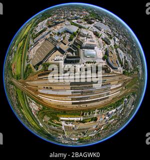 Stazione centrale e centro città di Hamm/Westfalen, 17.06.2011, vista aerea, Germania, Nord Reno-Westfalia, Ruhr Area, Hamm Foto Stock