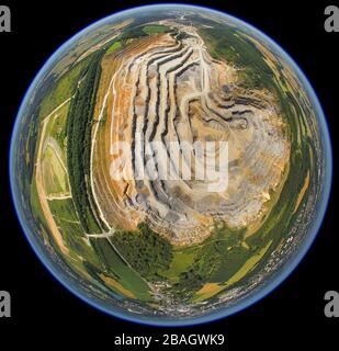 Cava Ruetzkausen bei Rohdenhaus, 05.07.2011, vista aerea, Germania, Nord Reno-Westfalia, Wuelfrah Foto Stock