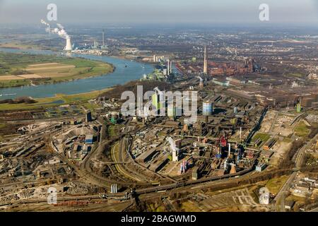 , stabilimento siderurgico di ThyssenKrupp AG a Duisburg, 12.03.2015, vista aerea, Germania, Renania Settentrionale-Vestfalia, Ruhr Area, Duisburg Foto Stock