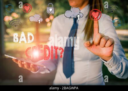 Segno di testo con domanda di credito non valida. Business foto testo incapacità di rimborsare un debito in tempo e in pieno Foto Stock