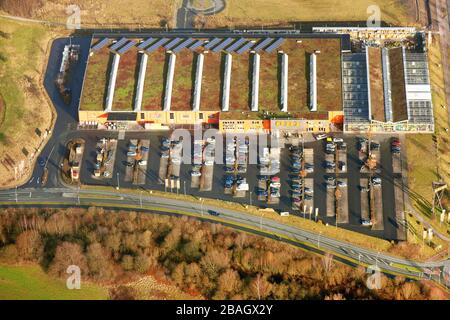 Negozio di hardware OBI ad Hamm a Sachsenweg, 14.01.2012, vista aerea, Germania, Renania settentrionale-Vestfalia, Area della Ruhr, Hamm Foto Stock