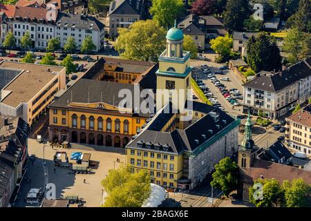 Municipio di Witten e Kornmarkt, 30.04.2019, vista aerea, Germania, Renania settentrionale-Vestfalia, Ruhr Area, Witten Foto Stock