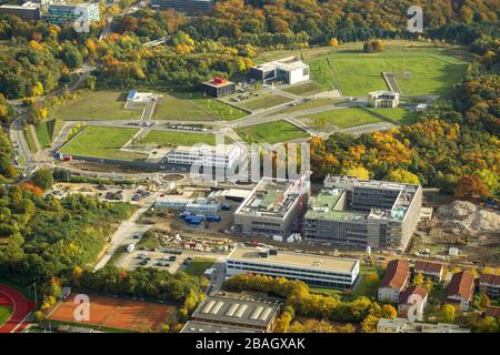 Nuovo campus di salute del Parco della biomedicina a Bochum, Hochschule fuer Gesundheit a Bochum-Querenburg, 22.10.2013, vista aerea, Germania, Renania Settentrionale-Vestfalia, Ruhr Area, Bochum Foto Stock