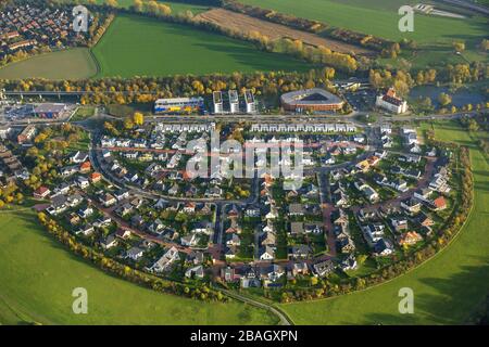 Nuova proprietà immobiliare nel distretto Huckingen di Duisburg, 13.11.2013, vista aerea, Germania, Renania settentrionale-Vestfalia, Ruhr Area, Duisburg Foto Stock