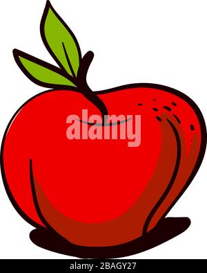 Bella mela rossa, illustrazione, vettore su sfondo bianco Illustrazione Vettoriale