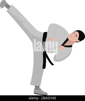 Kid Karate, illustrazione, vettore su sfondo bianco Illustrazione Vettoriale