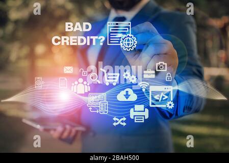 Segno di testo con domanda di credito non valida. Business foto testo incapacità di rimborsare un debito in tempo e in pieno Foto Stock