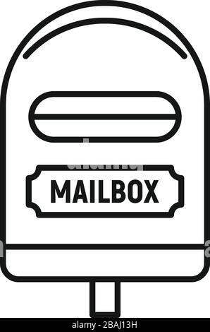 Icona Metal mailbox. Contorno icona vettoriale di caselle di posta in metallo per il disegno web isolato su sfondo bianco Illustrazione Vettoriale