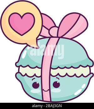 carino cibo avvolto biscotto amore cuore dolce dessert kawaii cartoon vettore illustrazione disegno isolato Illustrazione Vettoriale