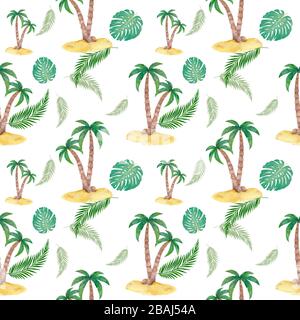 Natale senza cuciture con piante tropicali e fenicotteri in cappelli Foto Stock