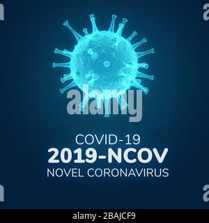 Romanzo Coronavirus 2019-nCoV, Virus Covid 19-NCP. Illustrazione 3D realistica Foto Stock