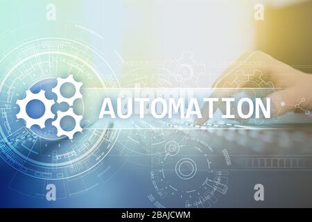 Business e del processo di produzione di automazione, smart industria, innovazione e tecnologia moderna nozione Foto Stock