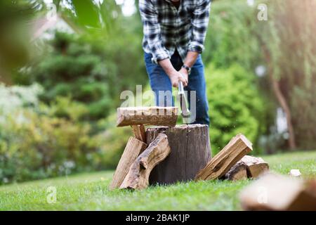 Uomo maturo che lavora nel giardino Foto Stock