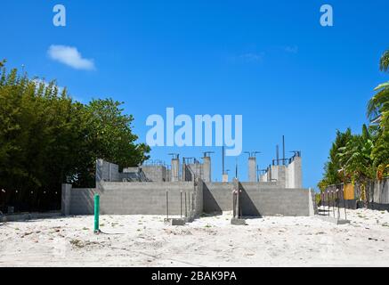 Fondazione in costruzione per una grande New Beach House Foto Stock