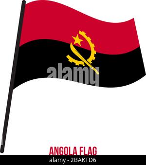 Angola bandiera sventola illustrazione vettoriale su sfondo bianco. Angola bandiera nazionale. Illustrazione Vettoriale