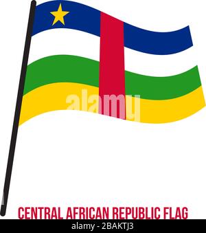 Bandiera della Repubblica Centrafricana sventolando illustrazione vettoriale su sfondo bianco. Repubblica Centrafricana bandiera nazionale. Illustrazione Vettoriale