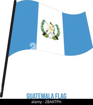 Guatemala bandiera sventola illustrazione vettoriale su sfondo bianco. Guatemala bandiera nazionale. Illustrazione Vettoriale