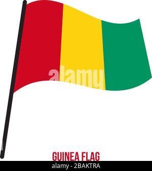 Bandiera della Guinea sventolando illustrazione vettoriale su sfondo bianco. La Guinea bandiera nazionale. Illustrazione Vettoriale