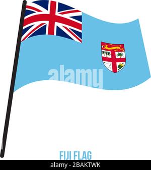 Isole Figi bandiera sventola illustrazione vettoriale su sfondo bianco. Isole Figi bandiera nazionale. Illustrazione Vettoriale