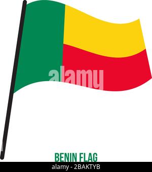 Benin bandiera sventola illustrazione vettoriale su sfondo bianco. Benin bandiera nazionale. Illustrazione Vettoriale