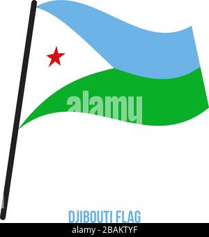 Gibuti bandiera sventola illustrazione vettoriale su sfondo bianco. Gibuti bandiera nazionale. Illustrazione Vettoriale