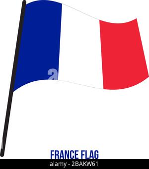 Francia bandiera sventola illustrazione vettoriale su sfondo bianco. Francia bandiera nazionale. Illustrazione Vettoriale