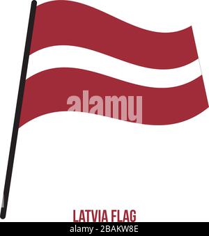 Bandiera della Lettonia sventolando illustrazione vettoriale su sfondo bianco. La lettonia bandiera nazionale. Illustrazione Vettoriale