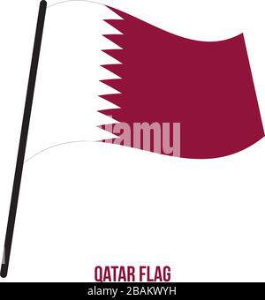 Il Qatar bandiera sventola illustrazione vettoriale su sfondo bianco. Qatar nazionale Bandiera. Illustrazione Vettoriale