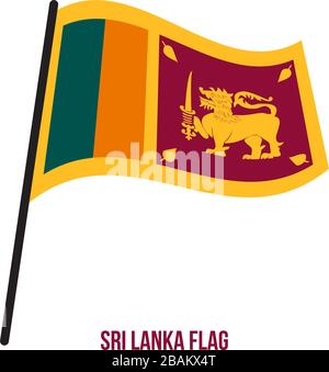 Sri Lanka bandiera sventola illustrazione vettoriale su sfondo bianco. Sri Lanka bandiera nazionale. Illustrazione Vettoriale