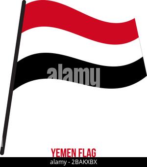 Yemen bandiera sventola illustrazione vettoriale su sfondo bianco. Yemen bandiera nazionale. Illustrazione Vettoriale