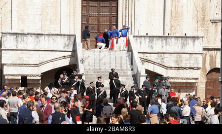 Festival di Ceri, 2010, Piazza Grande, Gubbio, Umbria, Italia. Foto Stock