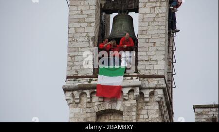 Festival di Ceri, 2010, Piazza Grande, Gubbio, Umbria, Italia. Foto Stock