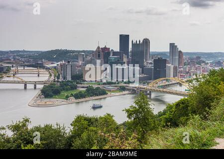 Panorama aereo di Pittsburgh Foto Stock