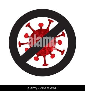 Prevenzione COVID - 19 ,grafico vettoriale del virus della corona di arresto, infezione del virus della corona. Immagine vettoriale. Illustrazione Vettoriale