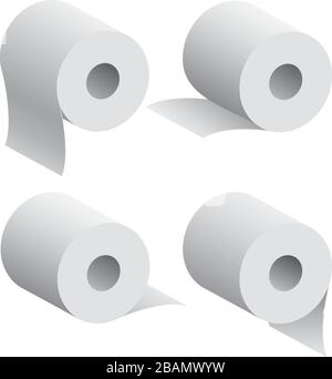 Carta igienica rotoli realistico 3D isolato Vector Illustrazione Illustrazione Vettoriale