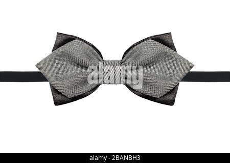 Arco grigio e nero primo piano isolato su sfondo bianco Foto Stock