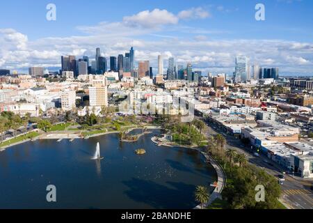 MacArthur Park, vista aerea di Los Angeles Foto Stock