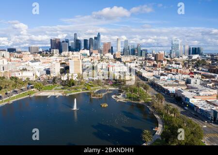 MacArthur Park, vista aerea di Los Angeles Foto Stock