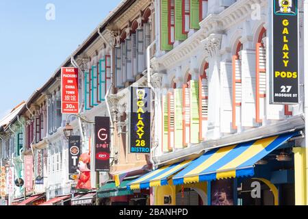 Botteghe coloniali, Mosque Street, Chinatown, zona centrale, Repubblica di Singapore Foto Stock