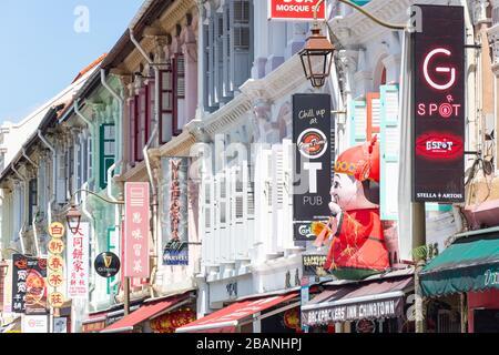 Botteghe coloniali, Mosque Street, Chinatown, zona centrale, Repubblica di Singapore Foto Stock